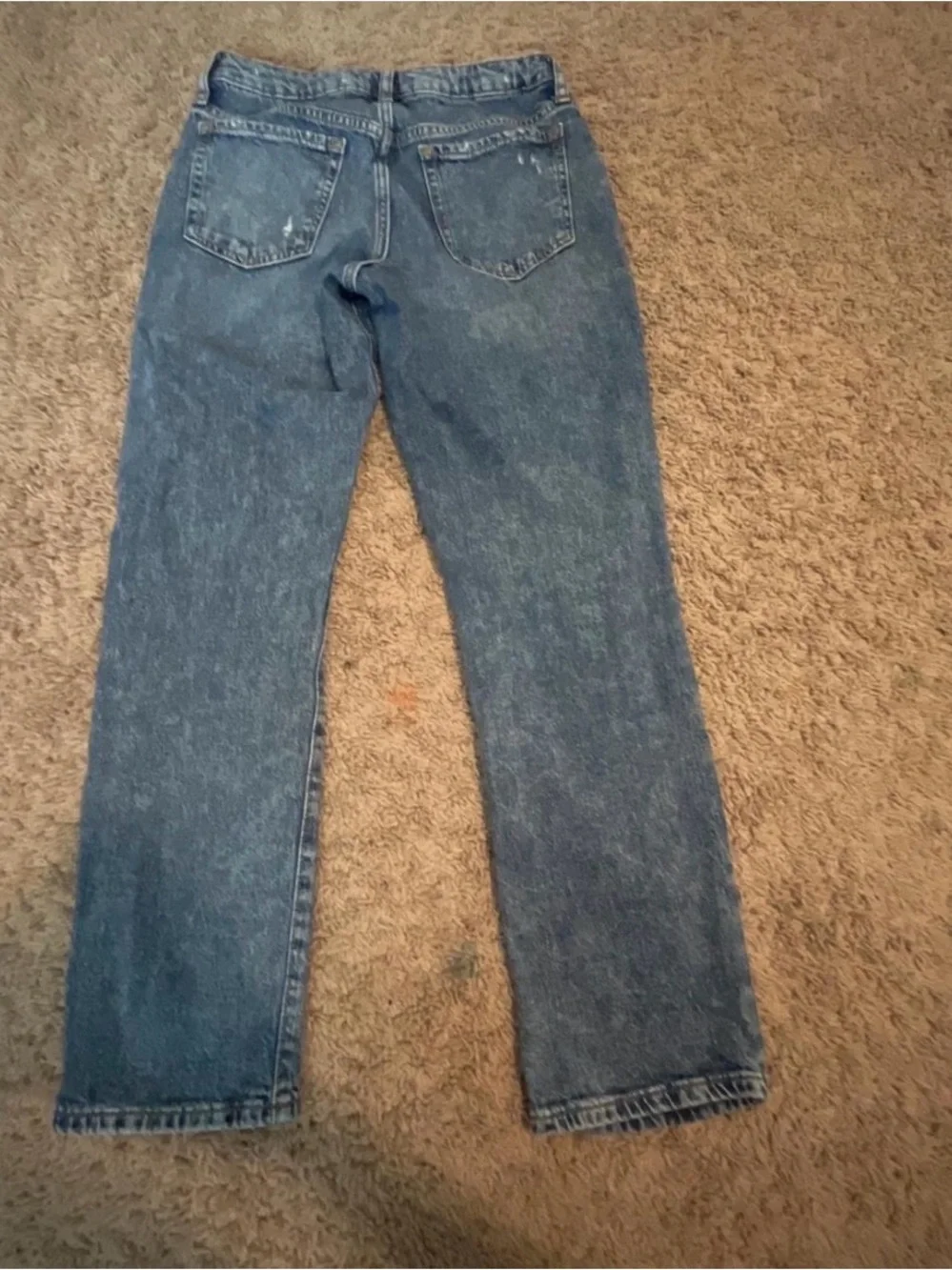 GAP Distressed Blue Straight-Leg Jeans